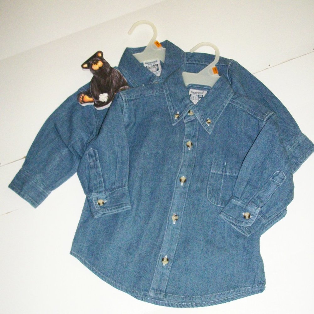 2 GARANIMALS Boys 18M Denim Shirts Lg Slv NWOT